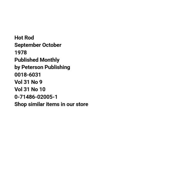 Vtg Lot 2 Hot Rod Sept Oct 1978 Magazine Hemi Holley Horsepower Chevy Mopar - Picture 2 of 7